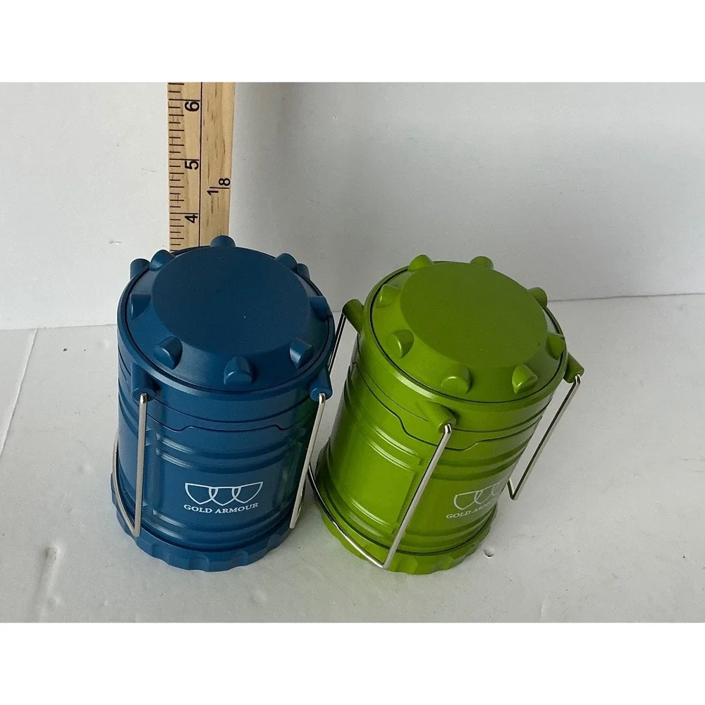Gold Armour LED Camping Lantern Set Collapsible Portable Blue Green Outdoor Lght